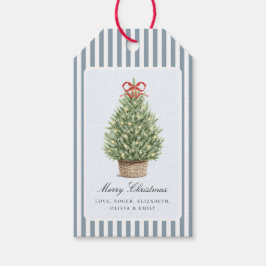 Personalized Preppy Coastal Tree Christmas ギフトタグ