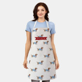 Personalized Preppy Cute Dachshund Dog Pattern エプロン (着用した状態)