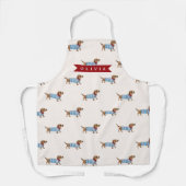 Personalized Preppy Cute Dachshund Dog Pattern エプロン (正面)
