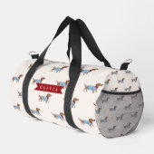 Personalized Preppy Cute Dachshund Dog Pattern ダッフルバッグ (右コーナー)