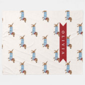 Personalized Preppy Cute Dachshund Dog Pattern フリースブランケット (正面(横))