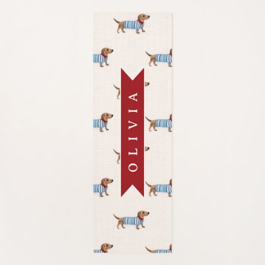Personalized Preppy Cute Dachshund Dog Pattern ヨガマット (正面)