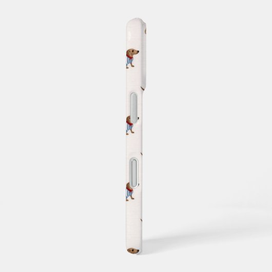 Personalized Preppy Cute Dachshund Dog Pattern iPhone 16ケース (右側面)