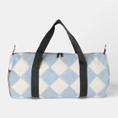 Personalized Preppy Soft Blue Fuzzy Argyle Name ダッフルバッグ (裏面)