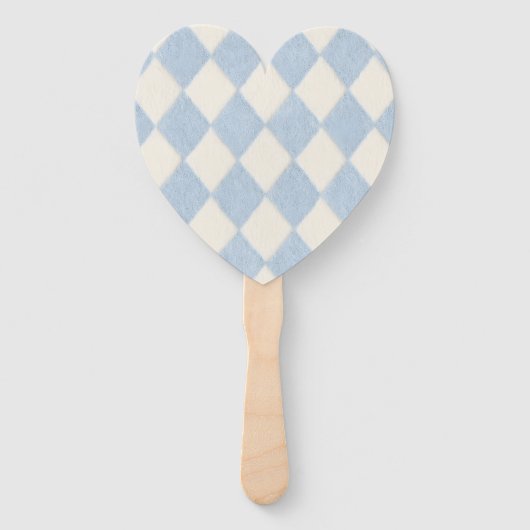 Personalized Preppy Soft Blue Fuzzy Argyle Name ハンドファン (裏面)