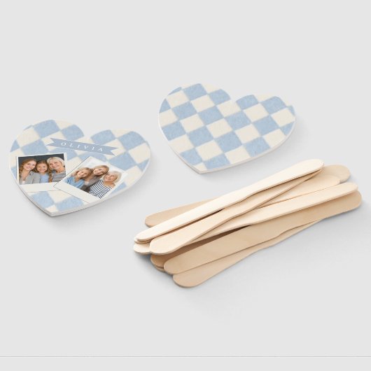 Personalized Preppy Soft Blue Fuzzy Argyle Name ハンドファン (組立なし)