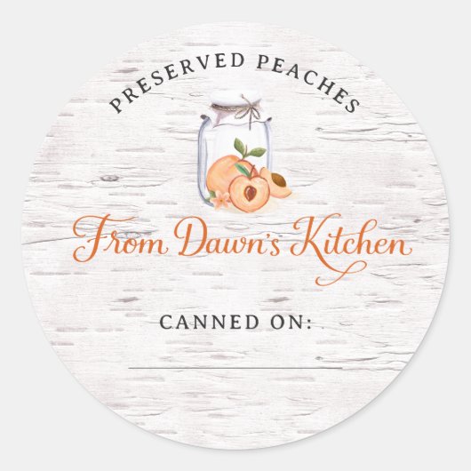 Personalized Preserved Peaches Canning Stickers ラウンドシール (正面)