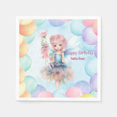 Personalized Pretty Blue Fairy Birthday Napkins  スタンダードカクテルナプキン (正面)