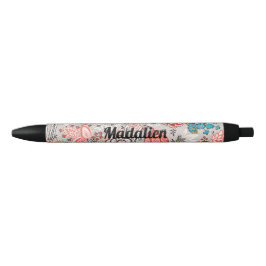 Personalized pretty classic floral Paisley pattern 黒ボールペン