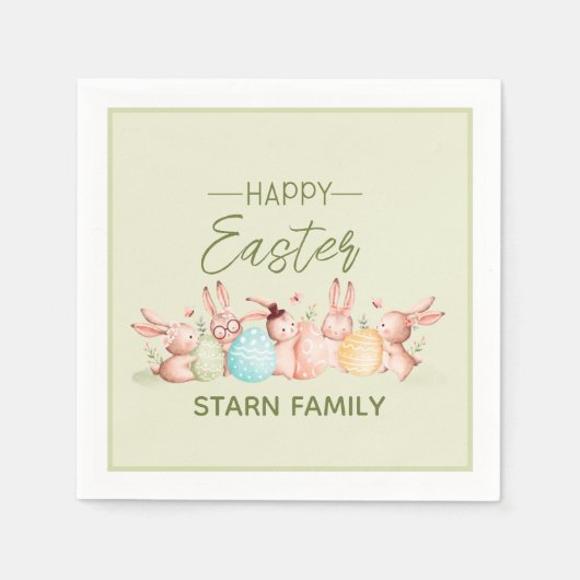 Personalized, pretty Easter festive napkins スタンダードカクテルナプキン (正面)