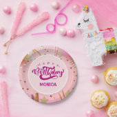 Personalized PRETTY Happy Birthday  ペーパープレート (パーティー)