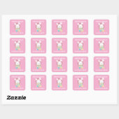 Personalized Pretty Pink Easter Bunny Party スクエアシール (シート)