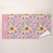 Personalized Pretty Pink Flower バスタオル (バスタオル)