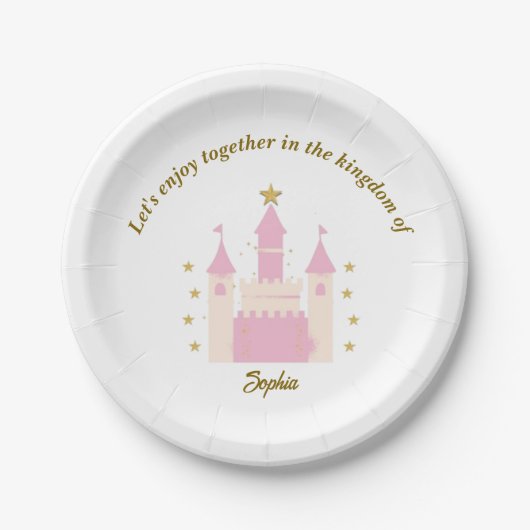 "Personalized Princess and Castle Plates | Magical ペーパープレート (正面)