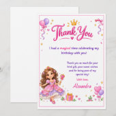 Personalized Princess Birthday Thank You Card for シーズンカード (正面/裏面)