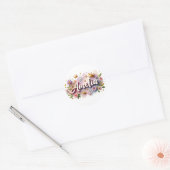 Personalized  Princess Floral Name Stickers  ラウンドシール (封筒)