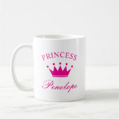 Personalized princess mug with crown and name コーヒーマグカップ (左)