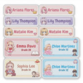 Personalized Princess Name Labels – Pastel Kawaii シール (正面)
