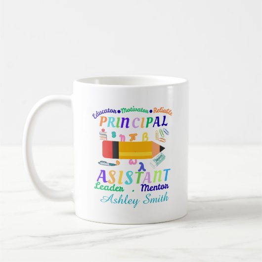 Personalized principal assistant teacher's day コーヒーマグカップ (左)