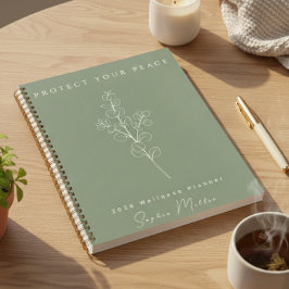 Personalized Protect Your Peace 2026 Sage Green プランナー手帳