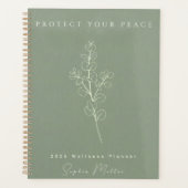 Personalized Protect Your Peace 2026 Sage Green プランナー手帳 (正面)