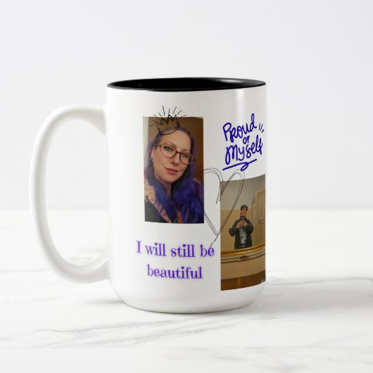 Personalized "Proud of Myself" mug - personal phot ツートーンマグカップ (左)