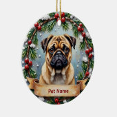 Personalized Pug Christmas セラミックオーナメント (右)