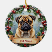 Personalized Pug Christmas セラミックオーナメント (正面)