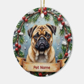 Personalized Pug Christmas セラミックオーナメント (左)