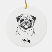Personalized Pug Dog Christmas セラミックオーナメント (正面)