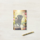 Personalized Pug Puppy Floral Sticky Note Pad ポストイット (デスク上)