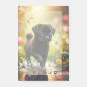 Personalized Pug Puppy Floral Sticky Note Pad ポストイット (正面)