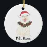 Personalized Pug (White) セラミックオーナメント<br><div class="desc">Make the nice list this year with a personalized ornament of your sweet pug elf!</div>