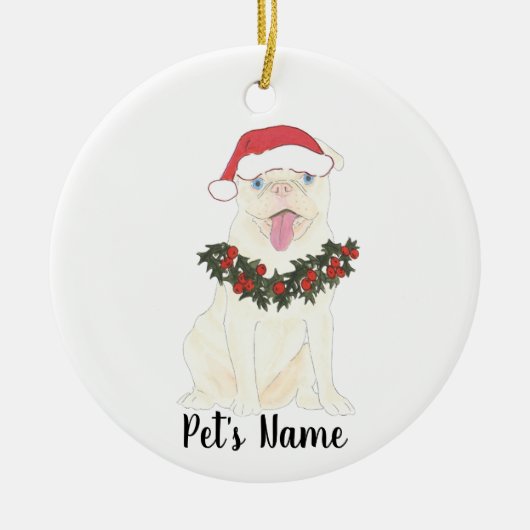 Personalized Pug (White) セラミックオーナメント (正面)