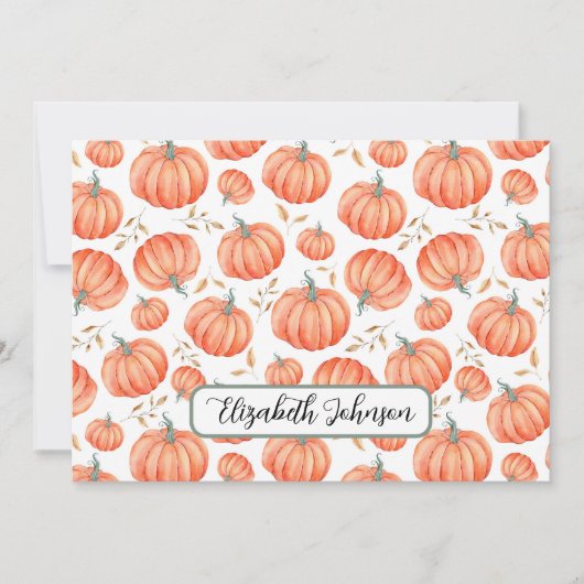 Personalized Pumpkin Botanical Note Card ノートカード (正面)