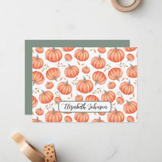Personalized Pumpkin Botanical Note Card ノートカード (正面/裏面インサイチュ)