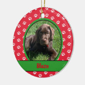 Personalized Puppy Dog Paw Print Photo Pet セラミックオーナメント (左)