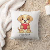 Personalized Puppy Valentine Throw Pillow クッション (ブランケット)
