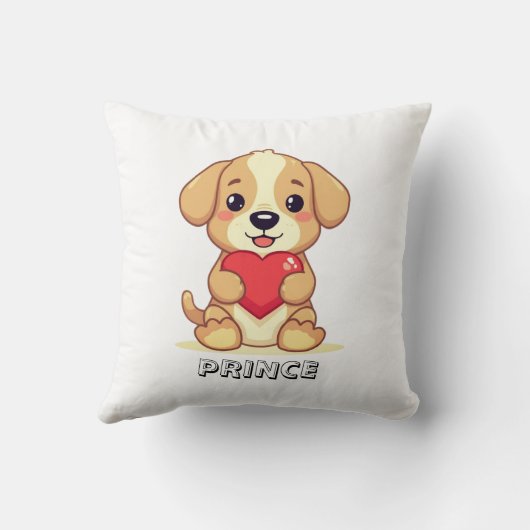 Personalized Puppy Valentine Throw Pillow クッション (裏面)