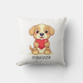 Personalized Puppy Valentine Throw Pillow クッション (正面)