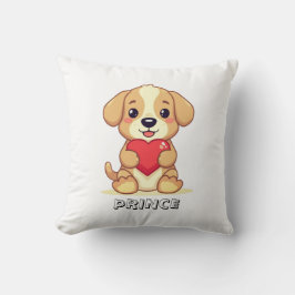 Personalized Puppy Valentine Throw Pillow クッション