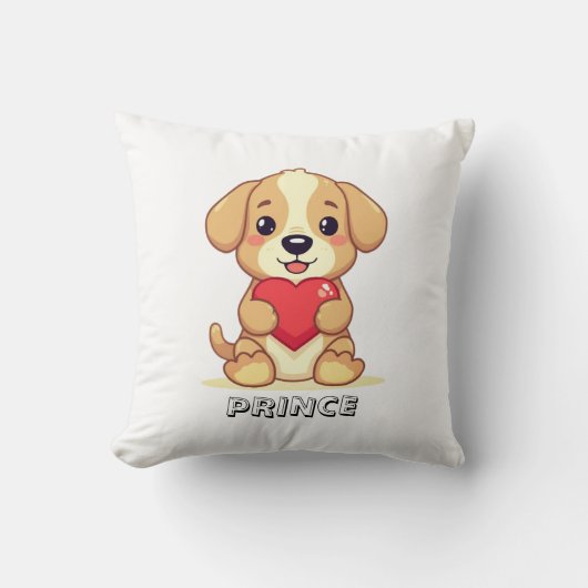 Personalized Puppy Valentine Throw Pillow クッション (正面)