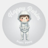 Personalized Purim Sticker – Boy Robot Theme ラウンドシール (正面)