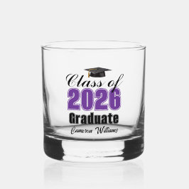 Personalized Purple Class of 2026 Graduation ウイスキーグラス