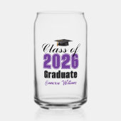 Personalized Purple Class of 2026 Graduation ガラス缶 (正面)