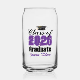 Personalized Purple Class of 2026 Graduation ガラス缶