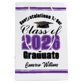 Personalized Purple Class of 2026 Graduation ミディアムペーパーバッグ (正面)