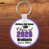 Personalized Purple Class of 2026 Graduation Party キーホルダー (裏面)