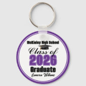 Personalized Purple Class of 2026 Graduation Party キーホルダー (裏面)