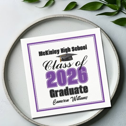 Personalized Purple Class of 2026 Graduation Party スタンダードカクテルナプキン